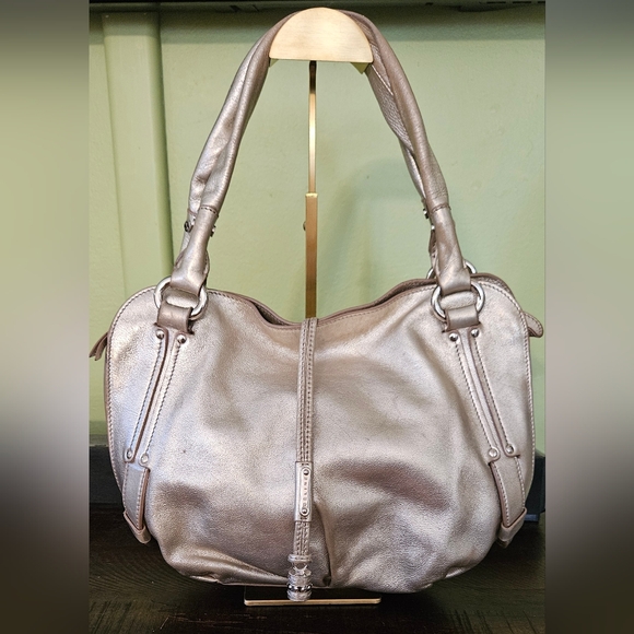 CELINE Authentic Bittersweet Gold Metallic Leather Shoulder Bag Puse Hobo Italy - Picture 1 of 16